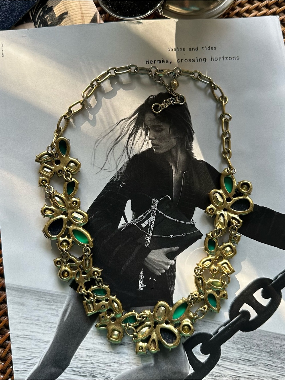J. Crew Statement Necklace with Green and Blue Iridescent Crystal Gemstones - Picture 8 of 8